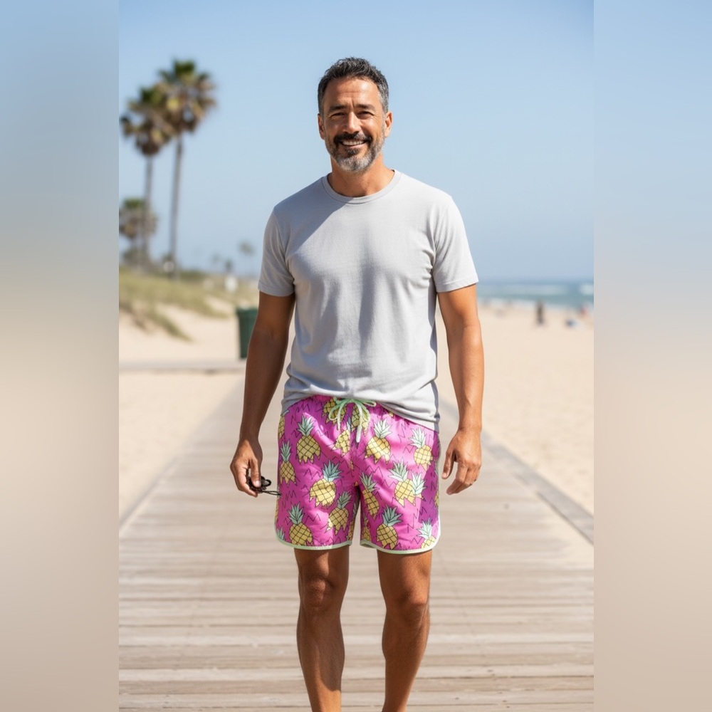 Sovereign Code Joyride Pineapple Swim Trunks In purple Size Large NWOT